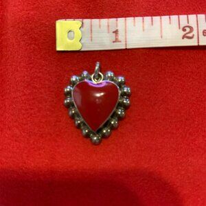 Red heart pendent silver 925